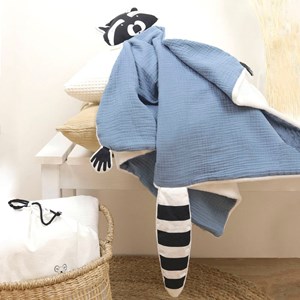 Doudou plaid raton laveur orage