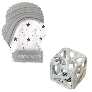 Mitaine de dentition et hochet cube