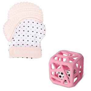 Mitaine de dentition et hochet cube