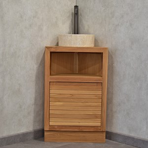 Meuble sdb teck massif 50 cm corner s