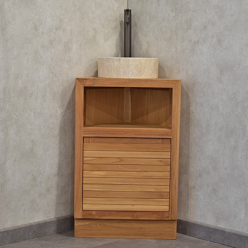 Meuble sdb teck massif 50 cm corner s