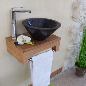 Meuble sdb teck pour lave-mains lazzia