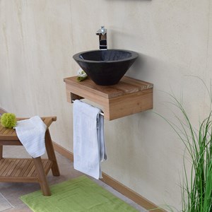 Meuble sdb teck pour lave-mains lazzia