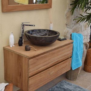 Meuble suspendu teck massif 90cm kharart