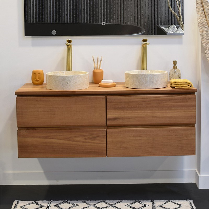 Meuble sdb teck massif 150cm kharart