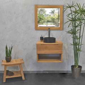 Meuble sdb teck massif 60 cm khartane