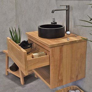 Meuble sdb teck massif 60 cm khartane