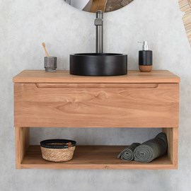 Meuble sdb teck massif 80 cm khartane