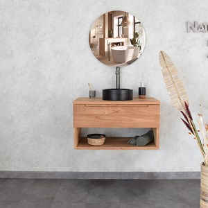 Meuble sdb teck massif 80 cm khartane