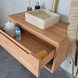 Meuble sdb teck massif 80 cm khartane