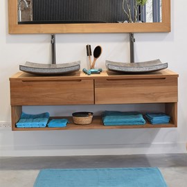 Meuble sdb teck massif 120 cm khartane