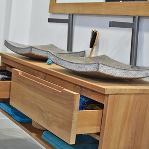 Meuble sdb teck massif 120 cm khartane