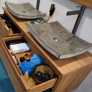 Meuble sdb teck massif 120 cm khartane