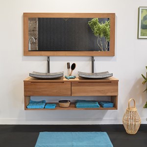 Meuble sdb teck massif 120 cm khartane