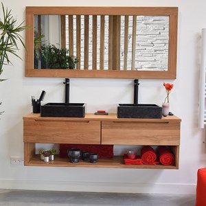 Meuble sdb teck massif 140 cm khartane