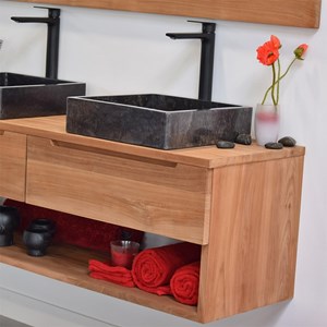 Meuble sdb teck massif 140 cm khartane