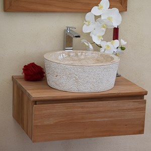 Meuble suspendu teck massif 60 cm khaléï