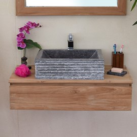 Meuble suspendu teck massif 90 cm khaléï