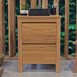 Meuble sdb en teck massif 60 cm varedo