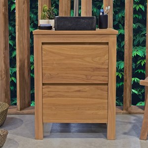Meuble sdb en teck massif 60 cm varedo