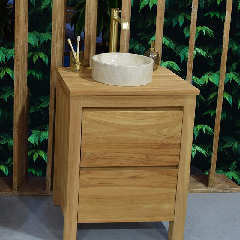 Meuble sdb en teck massif 80 cm varedo