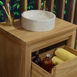 Meuble sdb en teck massif 80 cm varedo