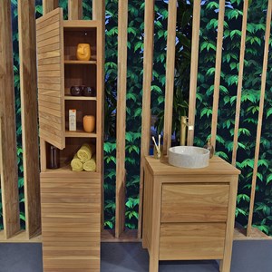 Meuble sdb en teck massif 80 cm varedo
