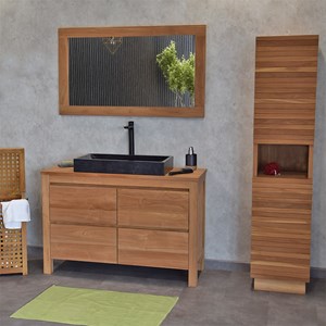Meuble sdb en teck massif 120 cm varedo