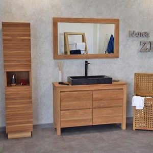 Meuble sdb en teck massif 140 cm varedo