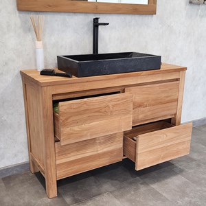 Meuble sdb en teck massif 140 cm varedo