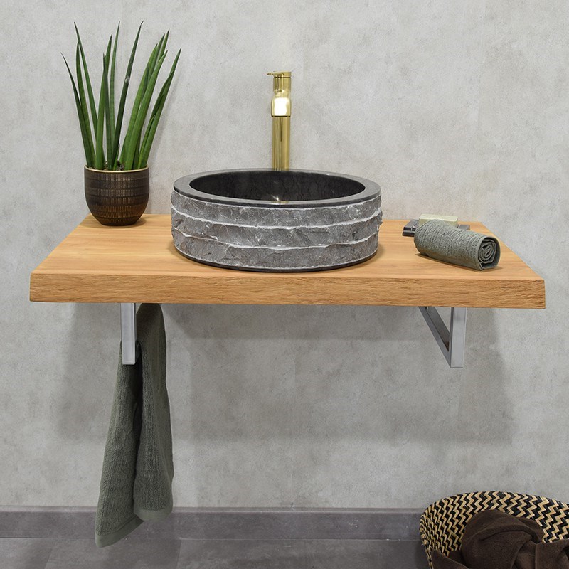 Plan pour vasque teck massif 90cm shark