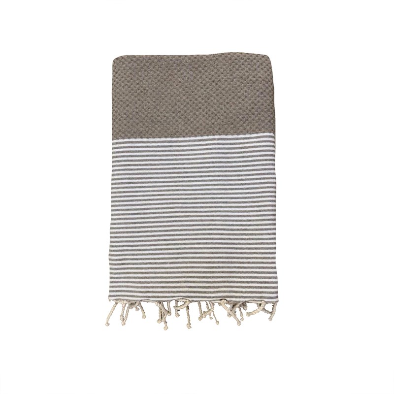 Fouta beige - mikanda taupe