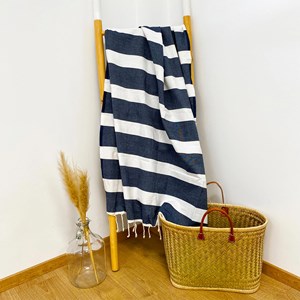 Fouta plate bleu - transat bleu marine