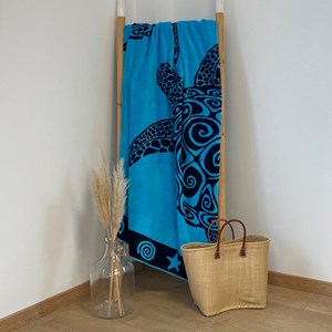 Serviette de plage xl -turquoise turtles