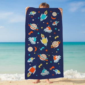 Serviette de plage enfant bleu - galaxy