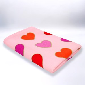 Serviette de plage enfant rose - cœurs
