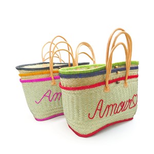 Panier de plage brodé - amour gm marine