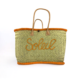 Panier de plage brodé - soleil gm safran