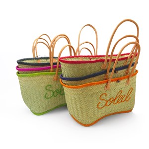 Panier de plage brodé -soleil gm fuchsia