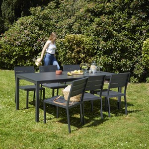 Salon de jardin en aluminium gris - 6...