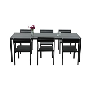 Salon de jardin en aluminium gris - 6...