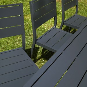 Salon de jardin en aluminium gris - 6...