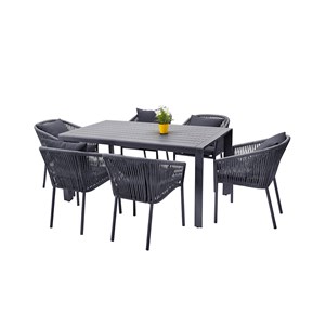 Salon de jardin en aluminium et corde...