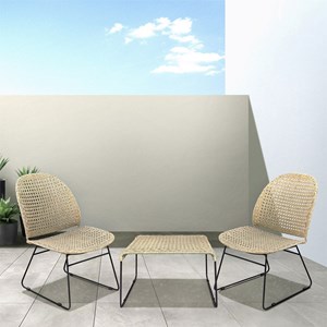 Salon bas en rotin et métal 2 fauteuils