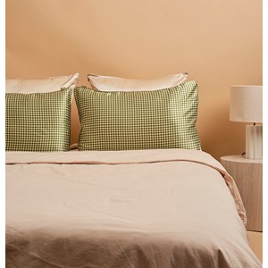 Taie d'oreiller en soie vichy vert 51x76