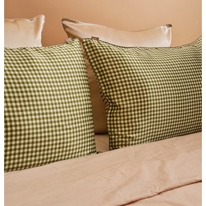 Taie d'oreiller en soie vichy vert 51x76