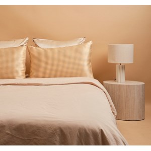 Taie d'oreiller soie vichy camel 51x76