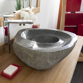 Vasque en pierre de rivière tourbillo 50