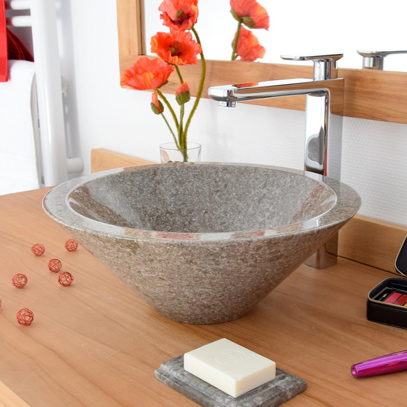 Vasque ronde en marbre gris koni