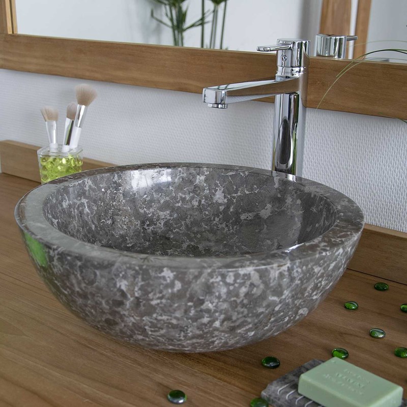 Vasque ronde en marbre gris lizéa
